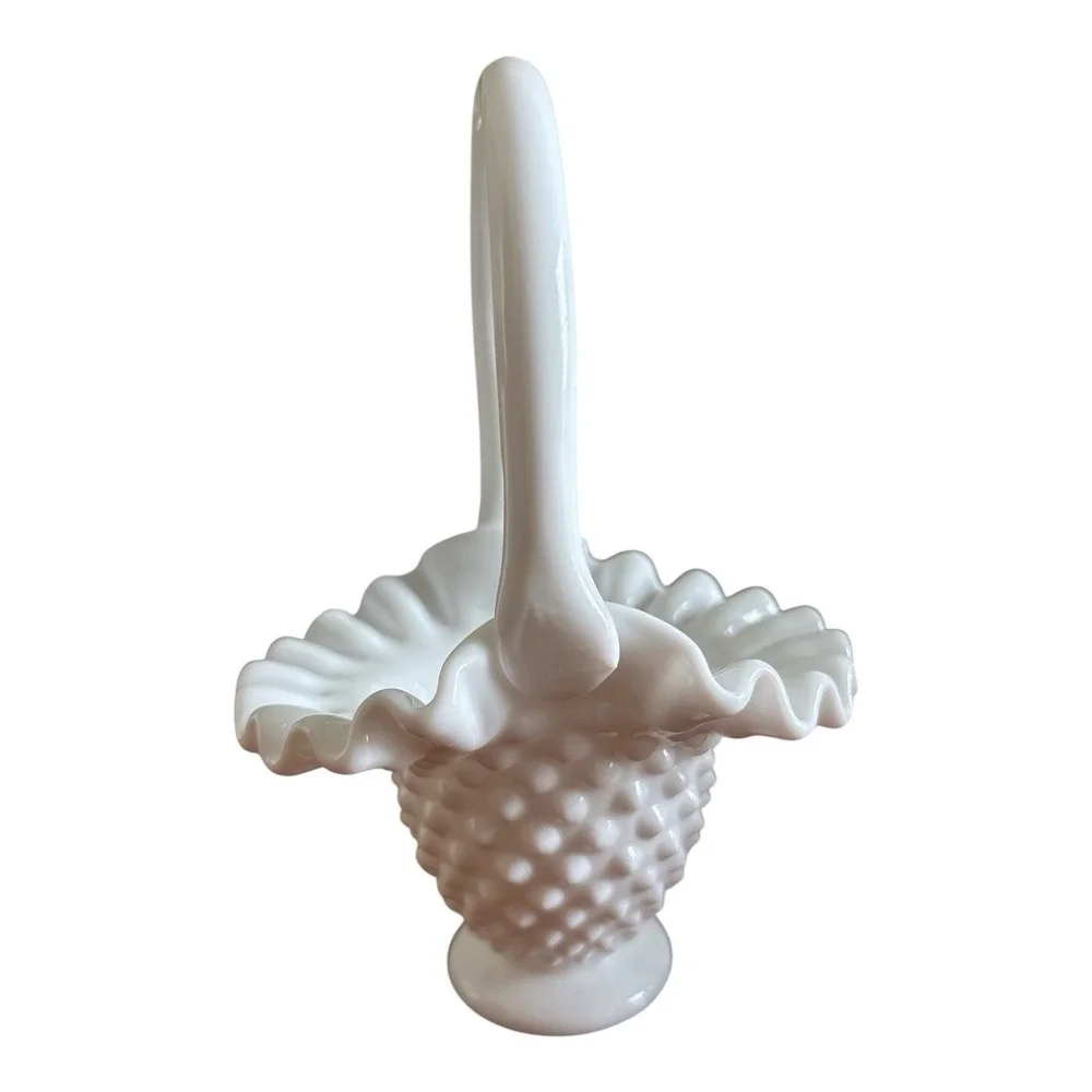 Fenton Hobnail Milkglass mini basket set